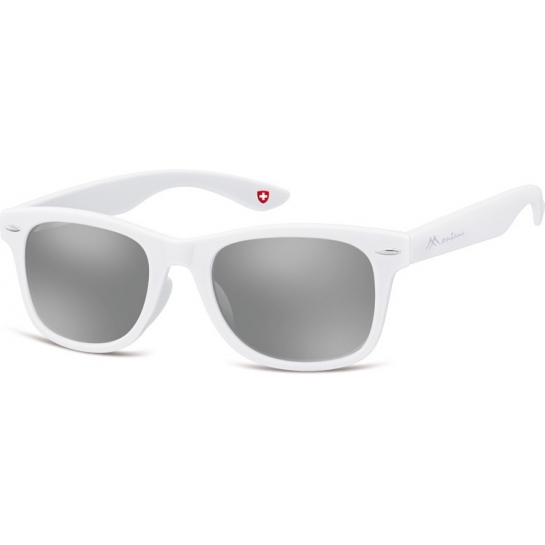 Okulary przeciwsłoneczne Lustrzanki dziecięce nerdy  Montana 965A białe matowe